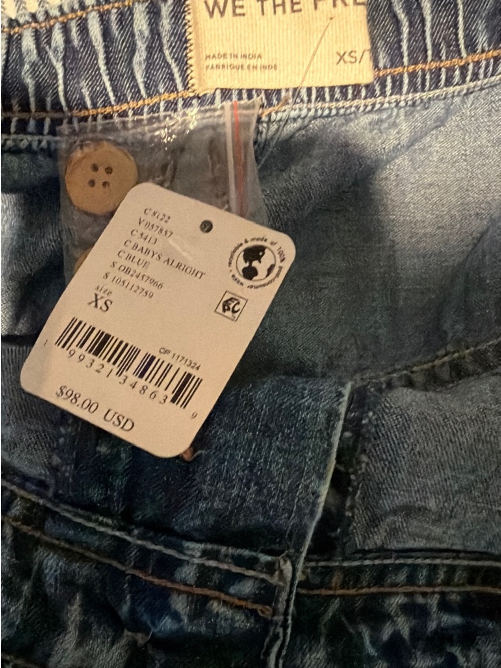 We The Free Love Me Not Bloomer Jean🔥 XS Oversized waist size18 read description - Picture 7 of 7